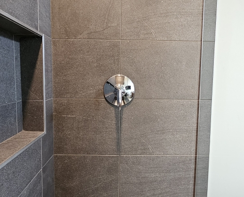 custom tile shower with shower valve