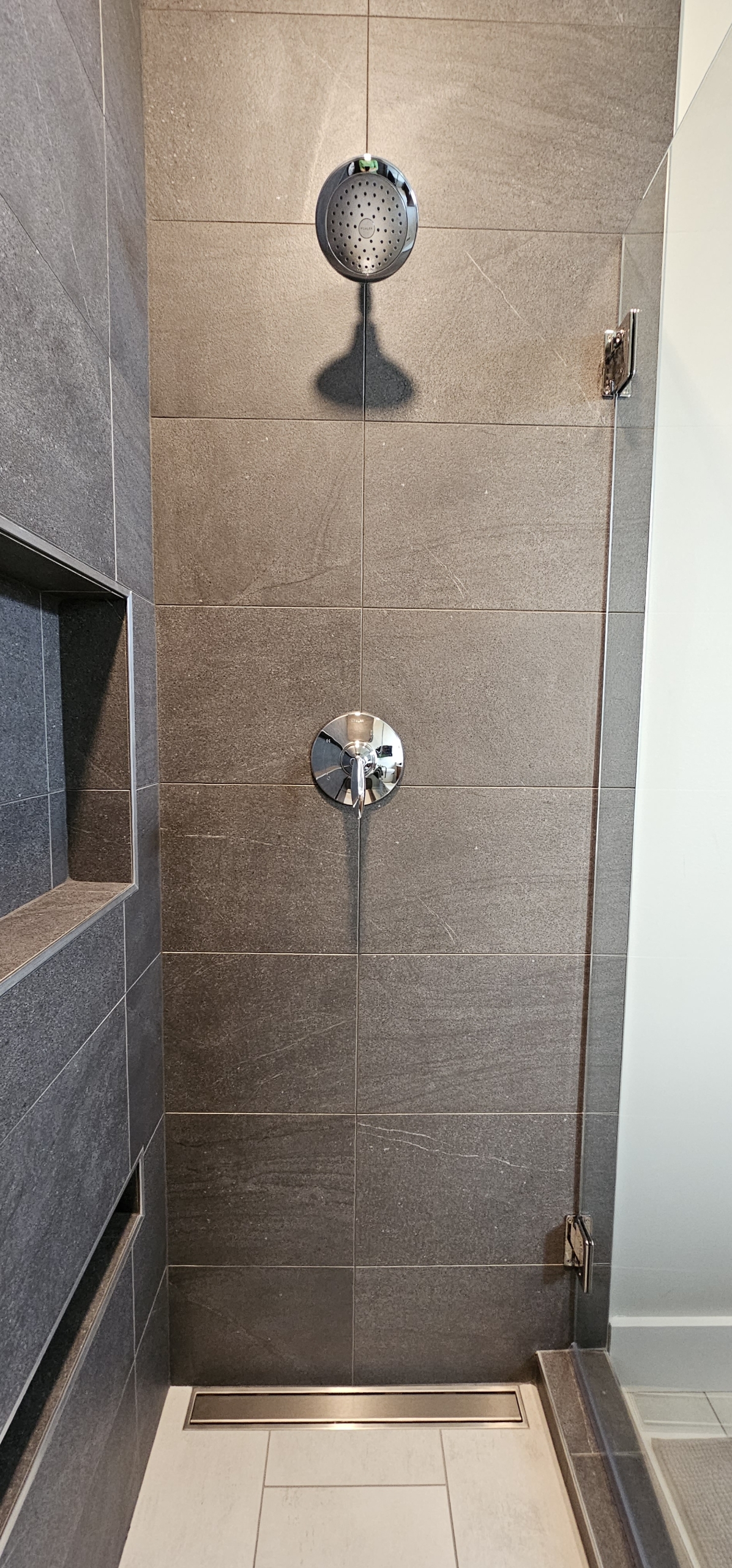 custom tile shower with shower valve